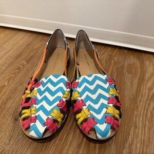 Sophia Webster Multicolor Woven Leather and Patent Loafers